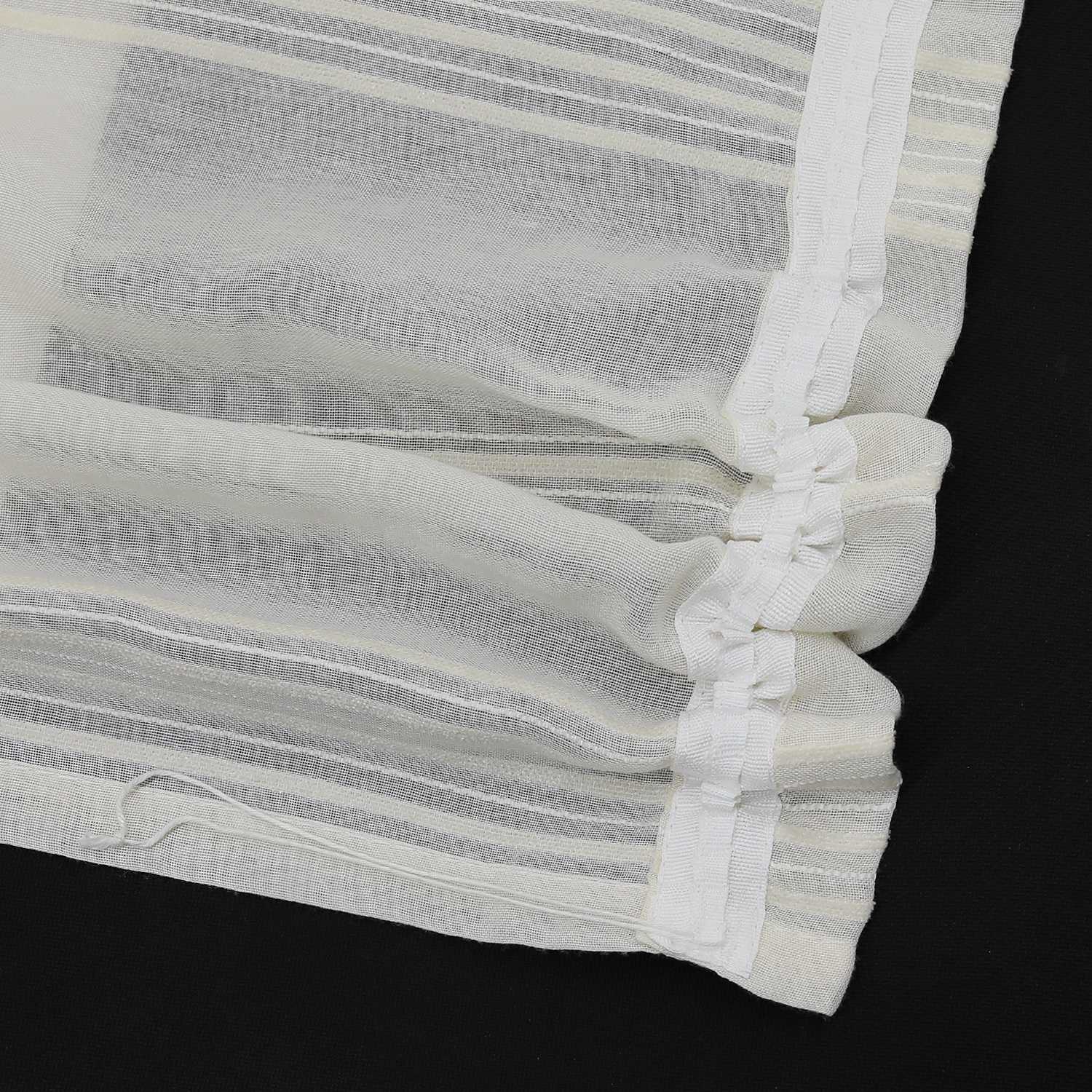 Curtain Set of 2 Voile Curtains with Stripes Sheer - White, Grommet Panel