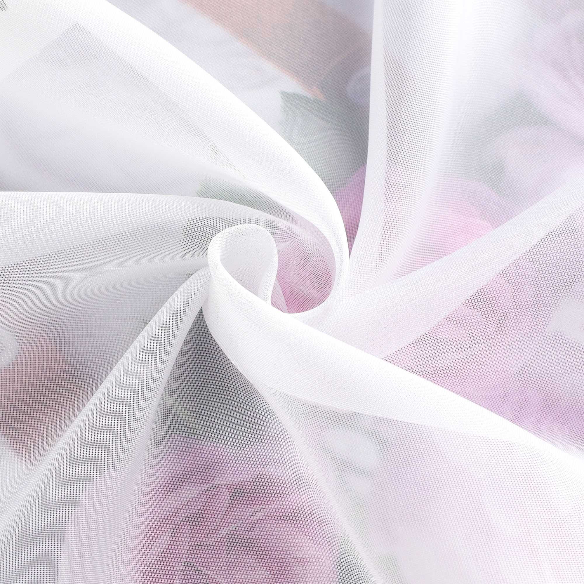 Cafe Curtain with Satin Ribbon Sheer 1 Piece - Black, H x W 60 x 145cm