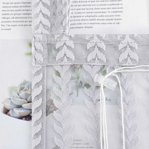 Roman Shade Sheer with Cutout Leaf Pattern and Tab-Top Hanging - Gray, W x H 80 x 140cm