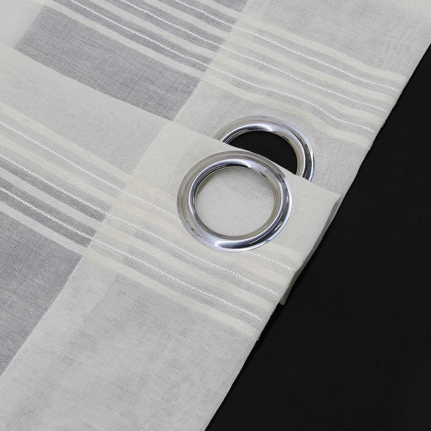 Curtain Set of 2 Voile Curtains with Stripes Sheer