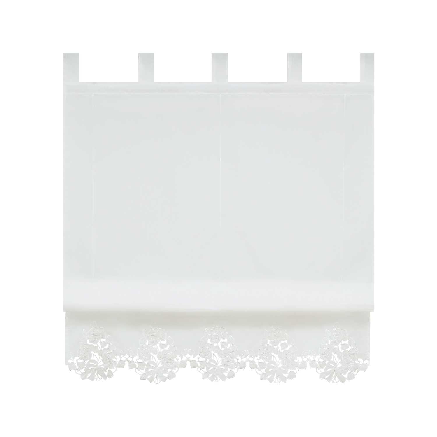 Roman Shade with Tab-Top Hanging with Embroidery Country Style White - White, W x H 140 x 155cm