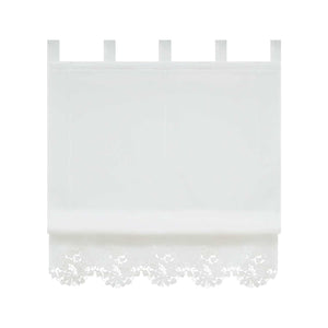 Roman Shade with Tab-Top Hanging with Embroidery Country Style White - White, W x H 140 x 155cm