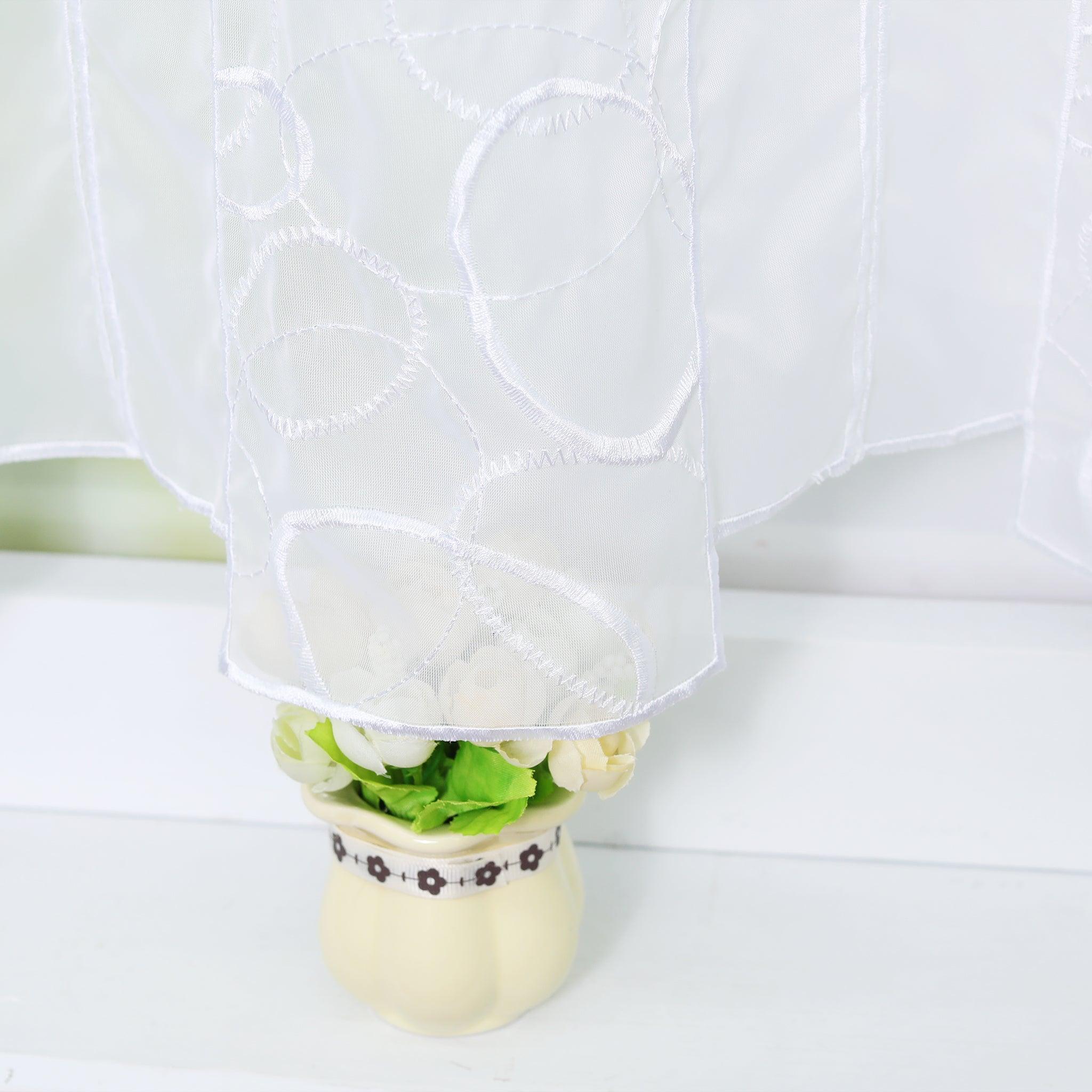 Cafe Curtain Sheer Circle Pattern Light-Filtering 1 Piece - White, H x W 30 x 128cm