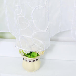 Cafe Curtain Sheer Circle Pattern Light-Filtering 1 Piece - White, H x W 30 x 128cm