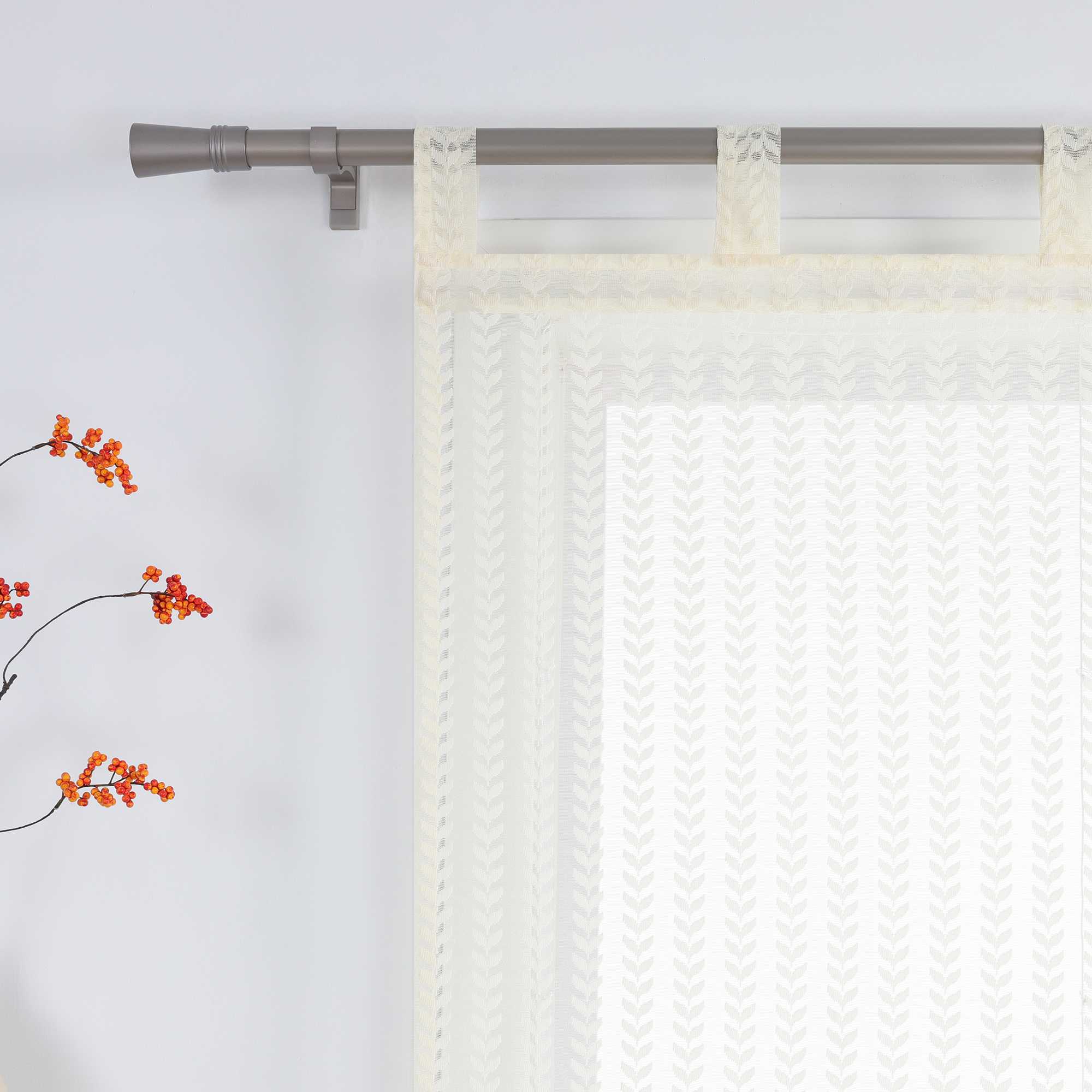 Roman Shade Sheer with Cutout Leaf Pattern and Tab-Top Hanging - Beige, W x H 80 x 140cm
