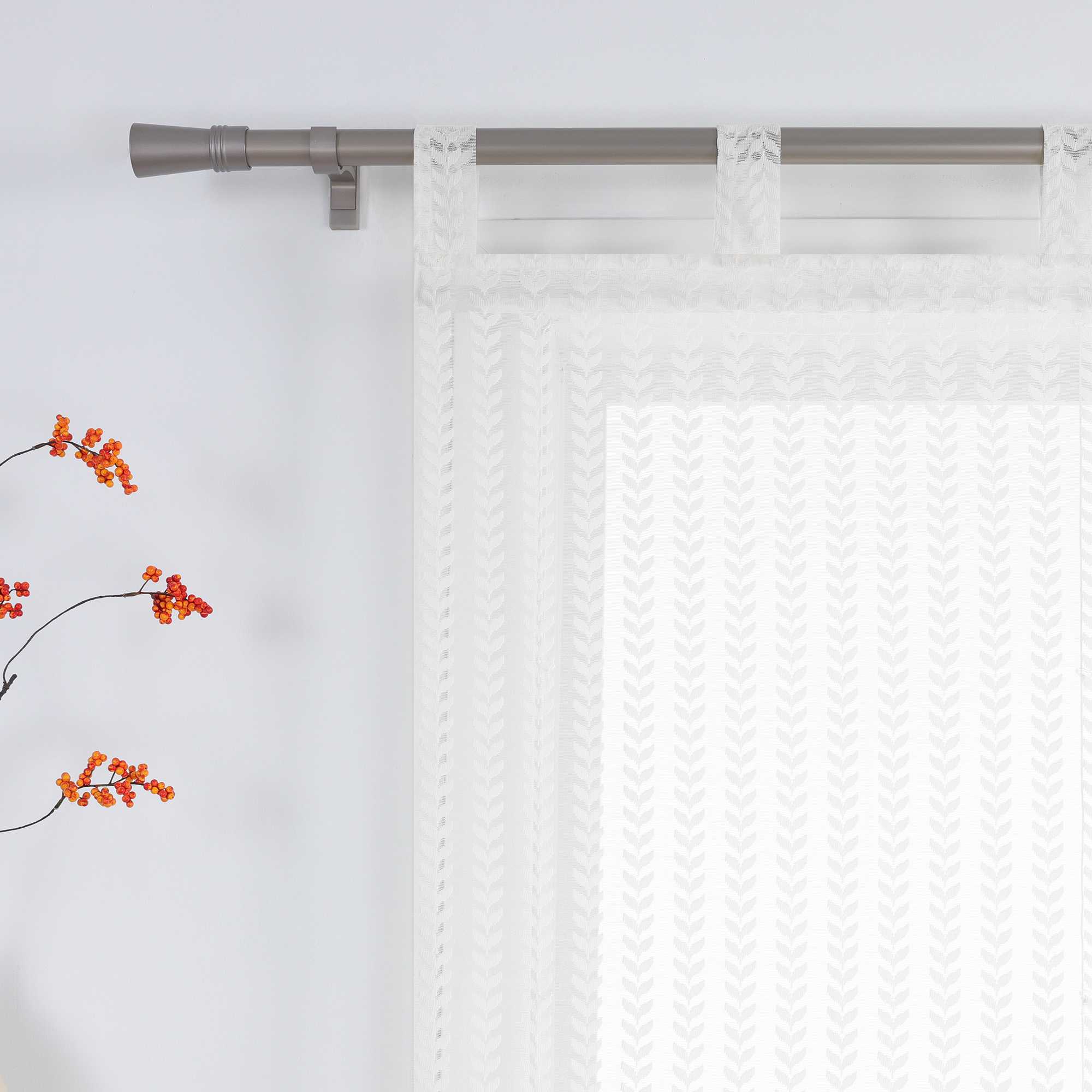 Roman Shade Sheer with Cutout Leaf Pattern and Tab-Top Hanging