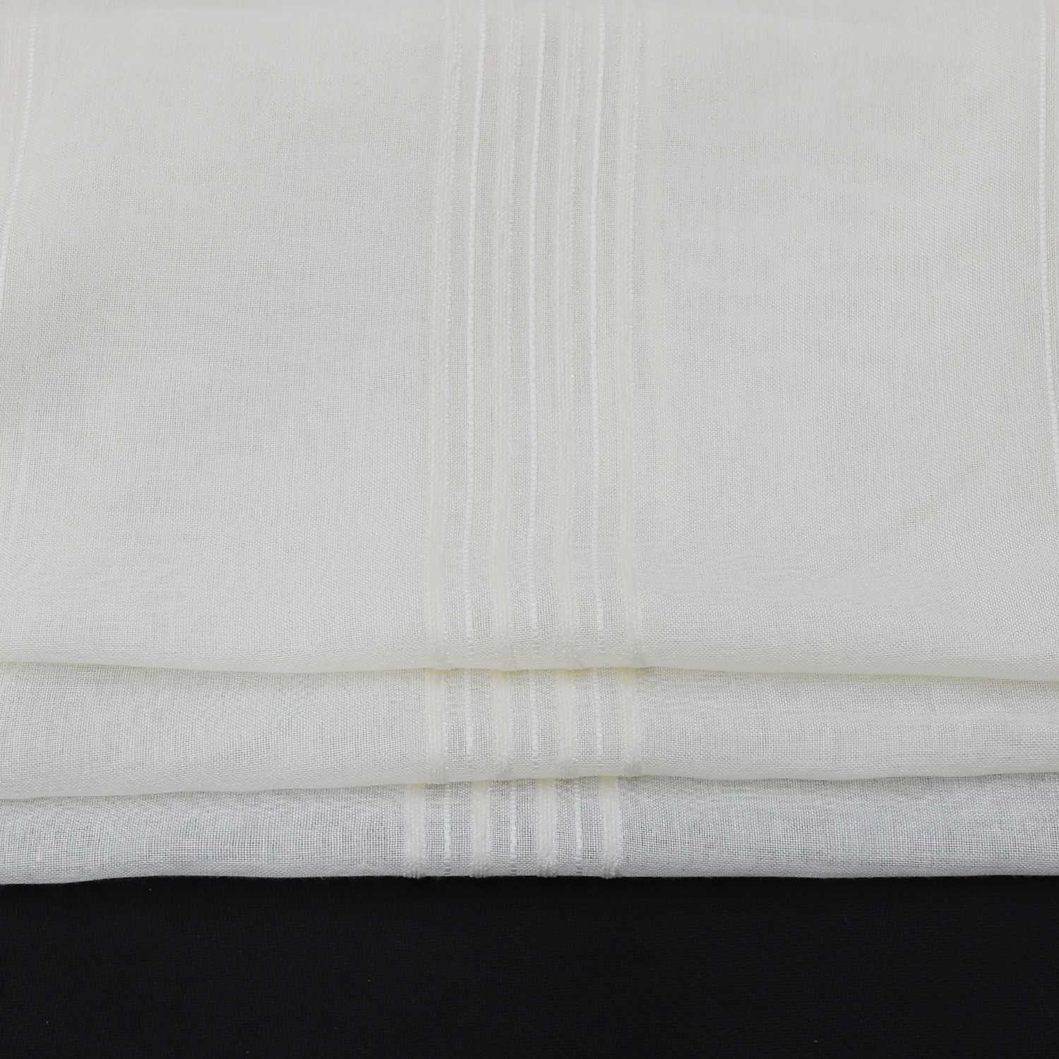 Curtain Set of 2 Voile Curtains with Stripes Sheer - White, Grommet Panel