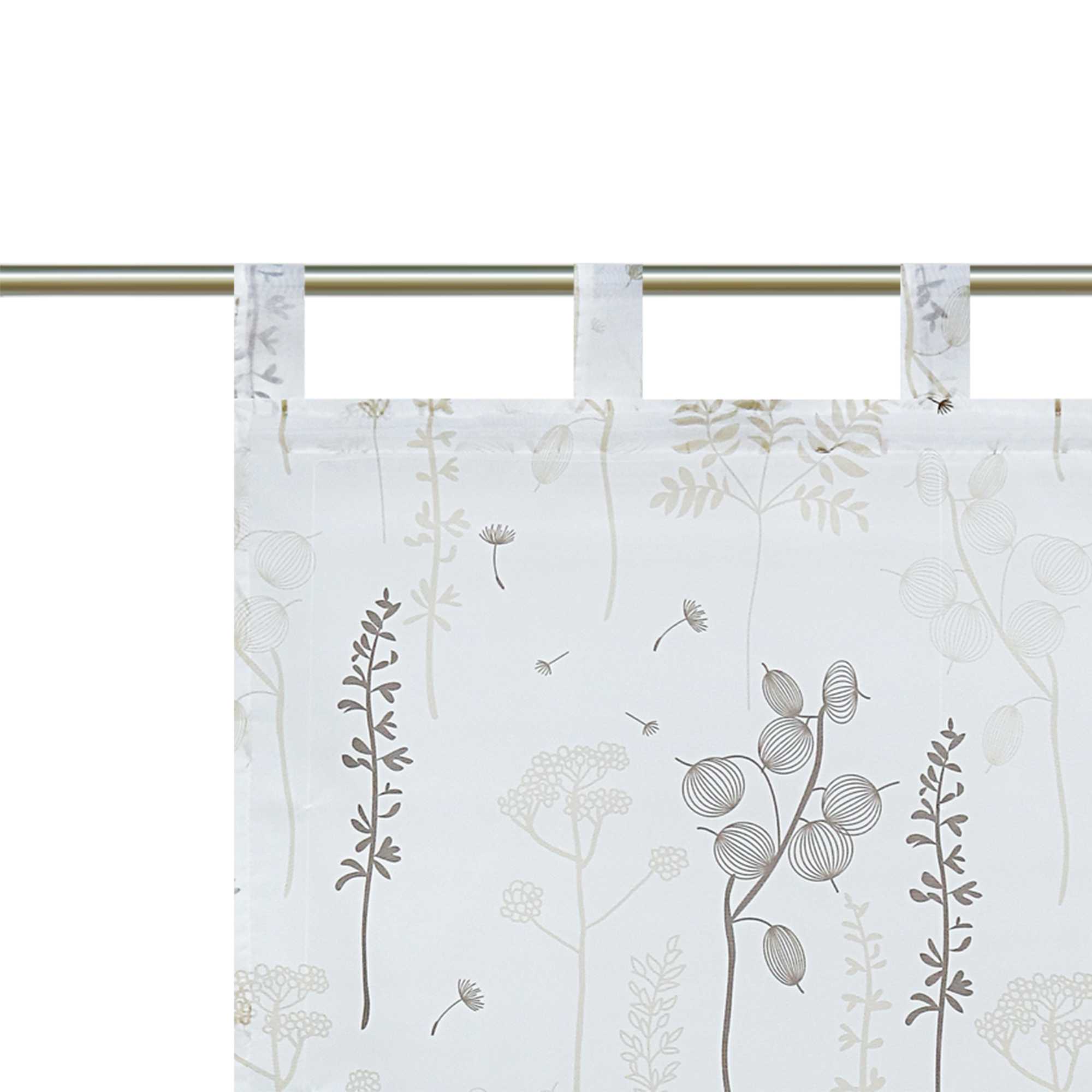 Roman Shade with Tab-Top Hanging with Chinese-Lantern Flower Pattern Semi-Sheer