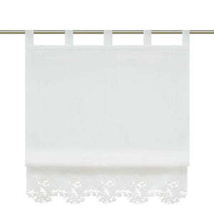 Roman Shade with Tab-Top Hanging with Embroidery Country Style White - White, W x H 120 x 155cm