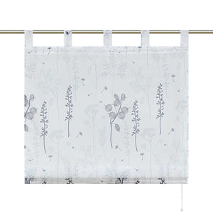 Roman Shade with Tab-Top Hanging with Chinese-Lantern Flower Pattern Semi-Sheer - Gray, W x H 140 x 140cm