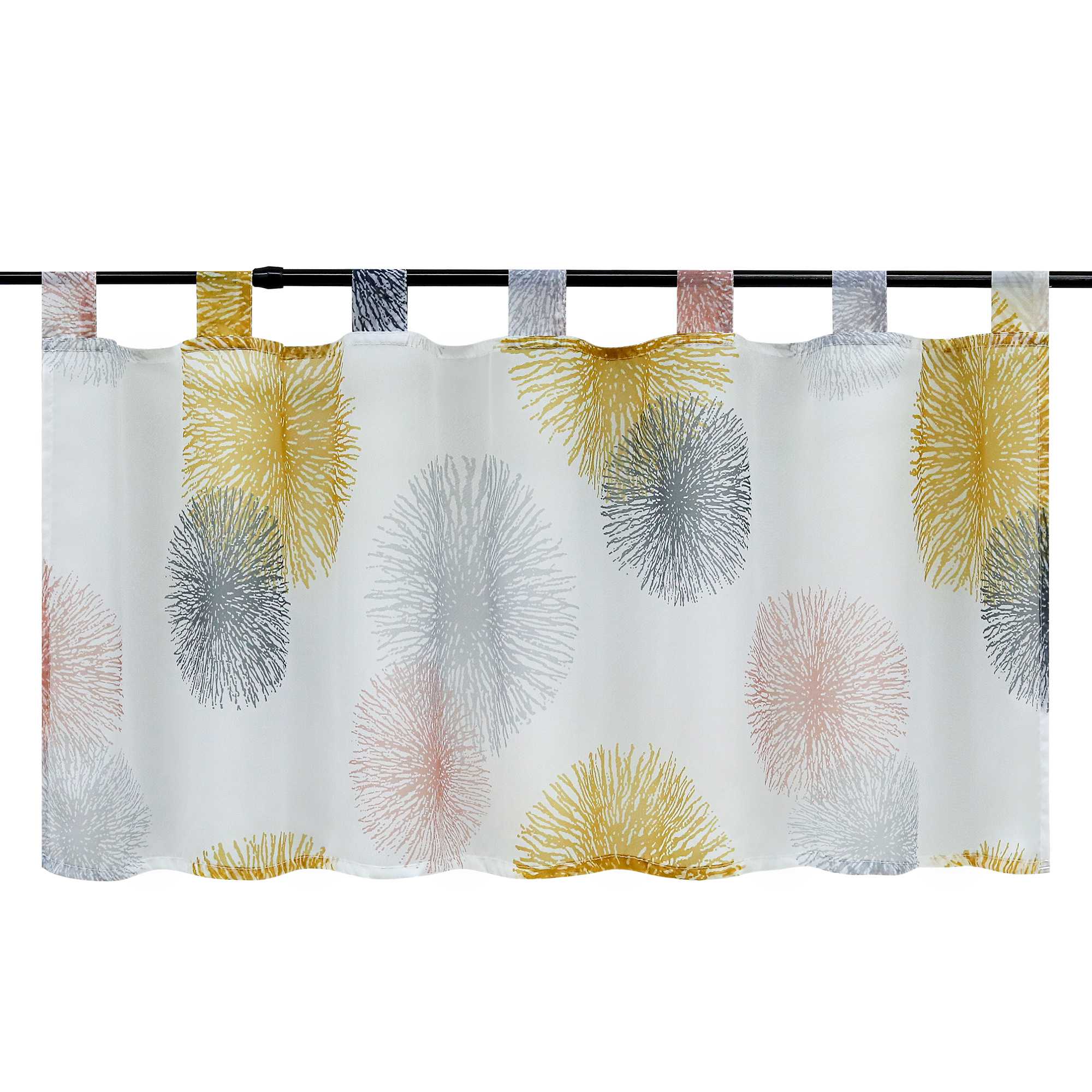 Cafe Curtain with Fireworks Pattern Light-Filtering 1 Piece - Yellow, H x W 60 x 140cm