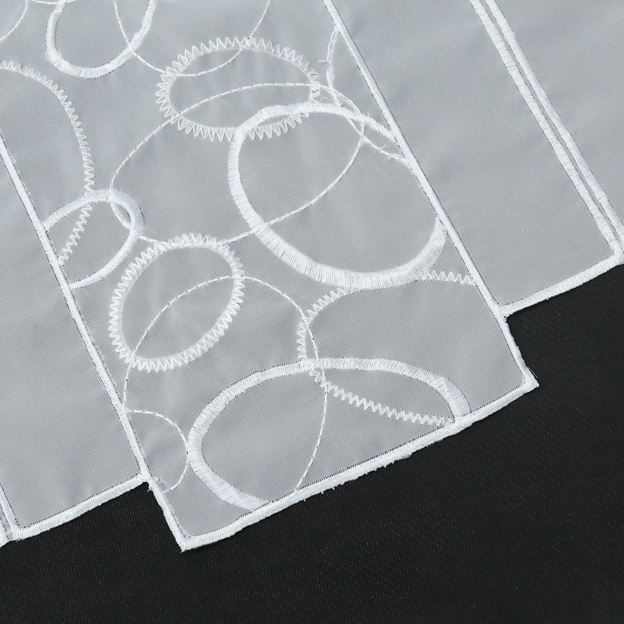 Cafe Curtain Sheer Circle Pattern Light-Filtering 1 Piece - White, H x W 45 x 128cm
