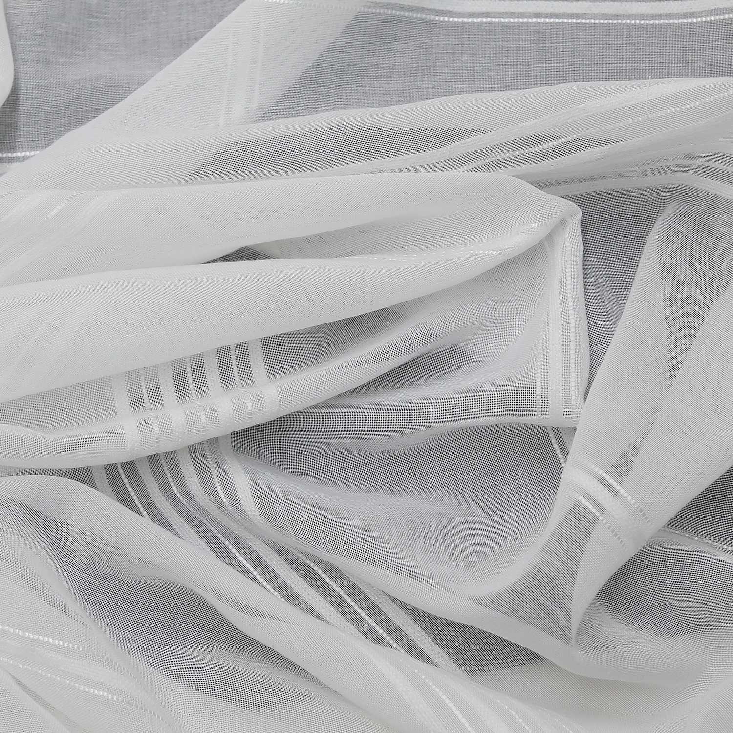 Curtain Set of 2 Voile Curtains with Stripes Sheer - White, Curtain-Tape Panel