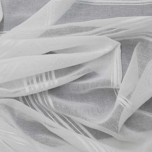 Curtain Set of 2 Voile Curtains with Stripes Sheer - White, Curtain-Tape Panel