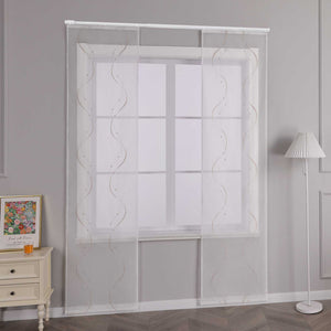 Hook-and-Loop Sliding Panel Curtains with Wave Pattern with Hook-and-Loop Tape 2 Pieces
