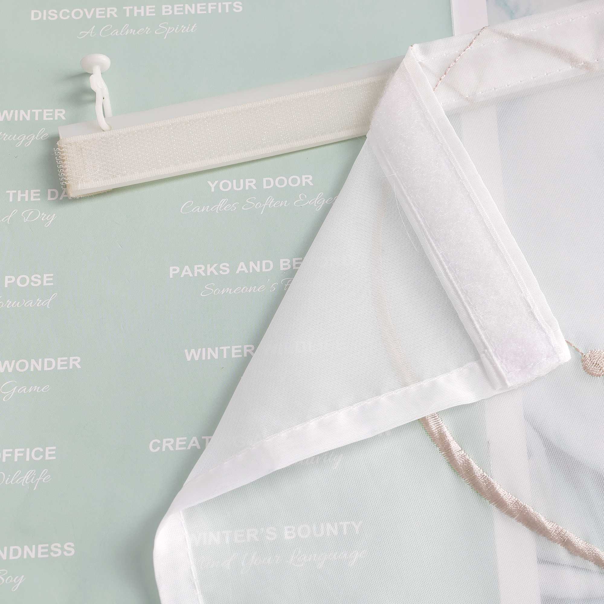 Hook-and-Loop Sliding Panel Curtains with Wave Pattern with Hook-and-Loop Tape 2 Pieces