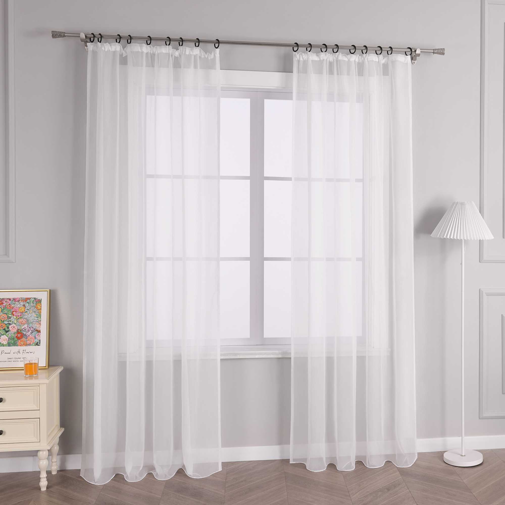 Curtain Solid Color Sheer Classic 1 Piece - White, W x H 145 x 225cm