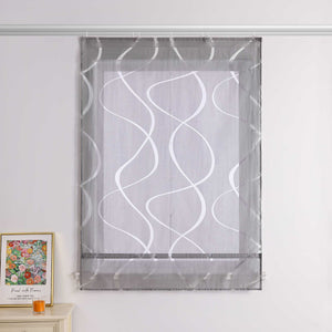 Roman Shade Hook-and-Loop with Wave Pattern Solid Color 1 Piece - Gray, H x W 140 x 100cm