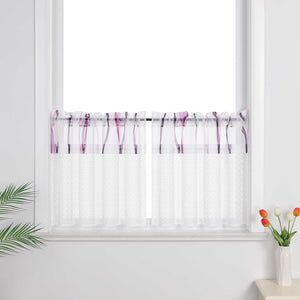 Cafe Curtain with Fine Line Pattern Set of 2 - floral, H x W 45 x 90cm