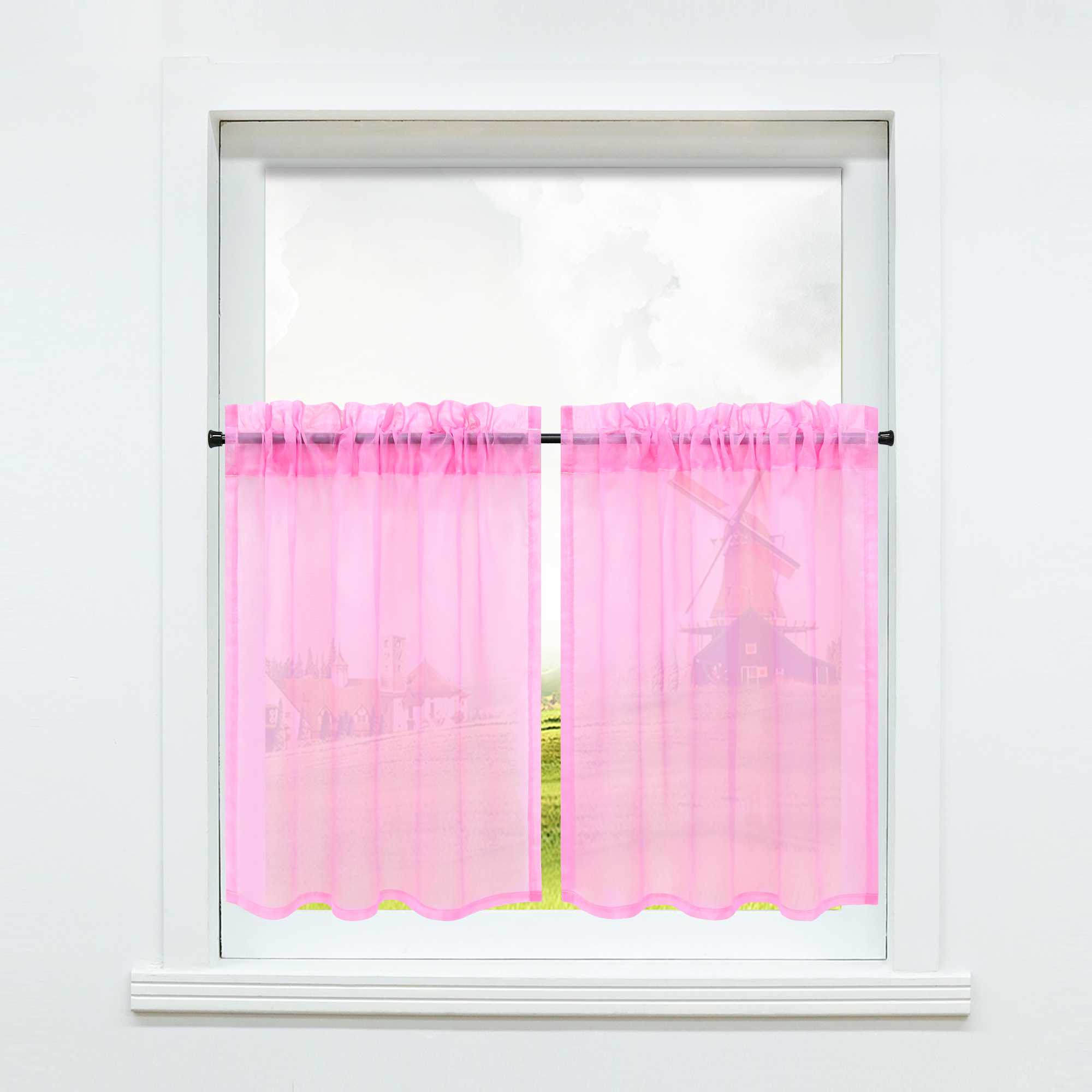 Cafe Curtain with Rod Pocket Gatherable 2 Pieces