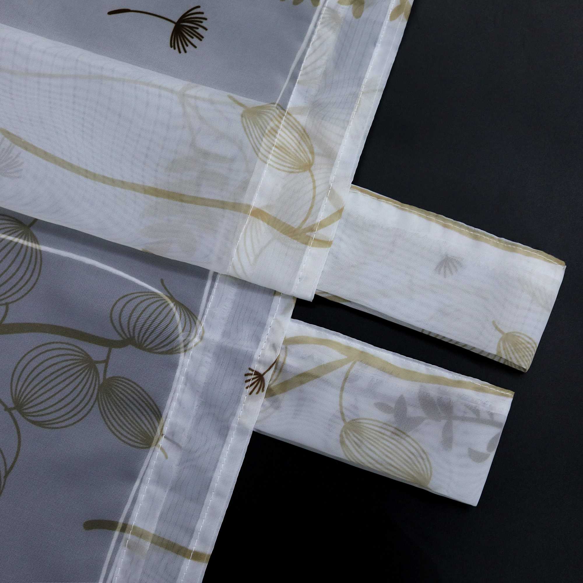 Roman Shade with Tab-Top Hanging with Chinese-Lantern Flower Pattern Semi-Sheer