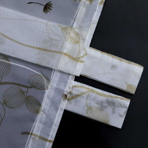 Roman Shade with Tab-Top Hanging with Chinese-Lantern Flower Pattern Semi-Sheer