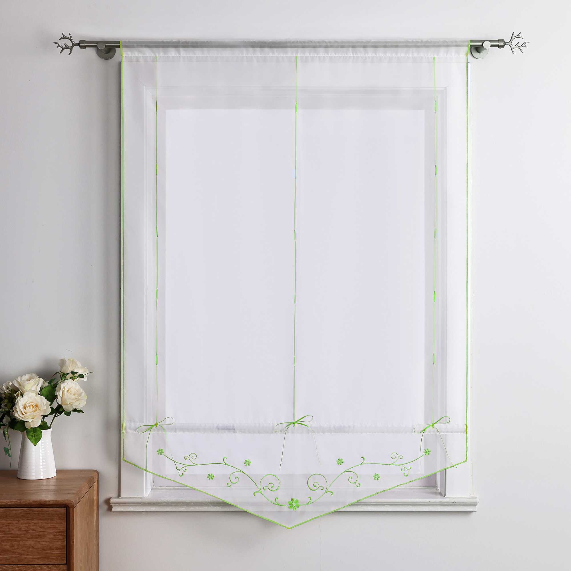 Roman Shade with Floral Pattern Modern Sheer 1 Piece - Purple, W x H 80 x 140cm