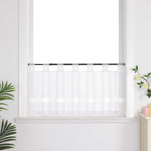 Cafe Curtain with Satin Ribbon Sheer 1 Piece - White, H x W 45 x 90cm