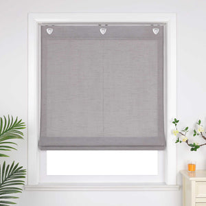 Roman Shade No-Drill Solid Color with Fine Stripes - Brown, W x H 60 x 140cm