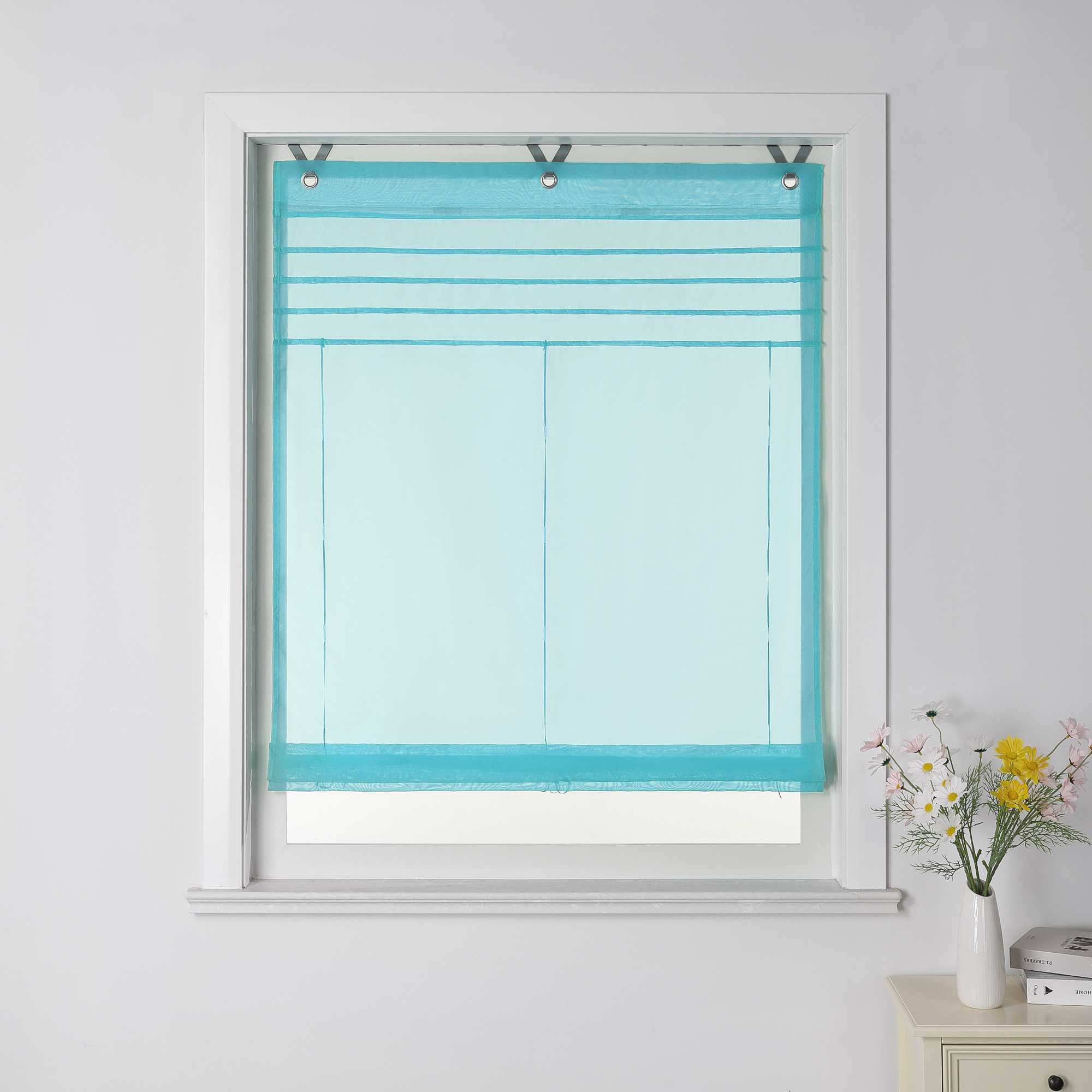 Roman Shade with V-Shaped Tabs Light-Filtering Solid Color Height-Adjustable 1 Piece - White, W x H 60 x 140cm