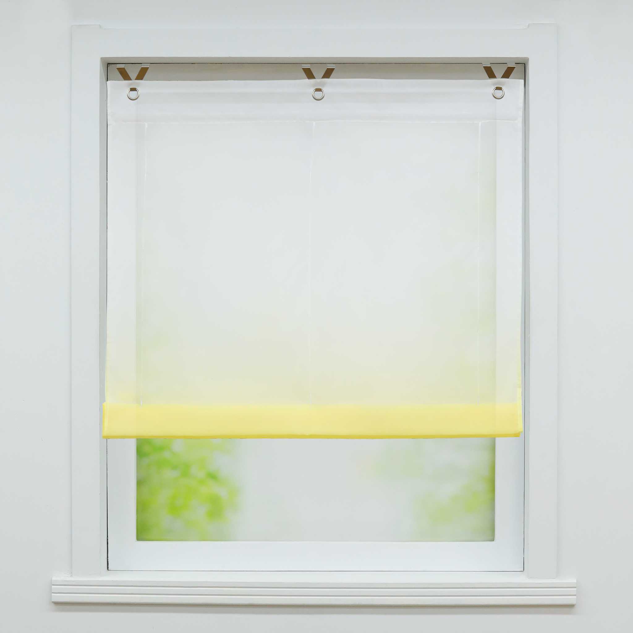 Roman Shade with V-Shaped Tabs Gradient Color Sheer Light Filtering Airy 1 Piece - Blue, W x H 120 x 130cm