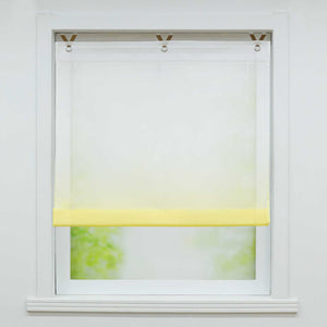 Roman Shade with V-Shaped Tabs Gradient Color Sheer Light Filtering Airy 1 Piece - Blue, W x H 120 x 130cm