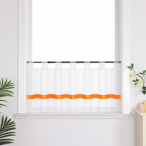 Cafe Curtain with Satin Ribbon Sheer 1 Piece - Green, H x W 45 x 90cm
