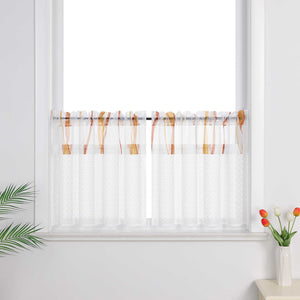 Cafe Curtain with Fine Line Pattern Set of 2 - floral, H x W 120 x 125cm
