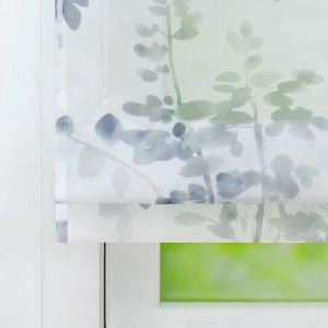 Roman Shade No-Drill Grommet Hook Hanging with Ink-Painting Design Sheer - Gray, W x H 120 x 140cm
