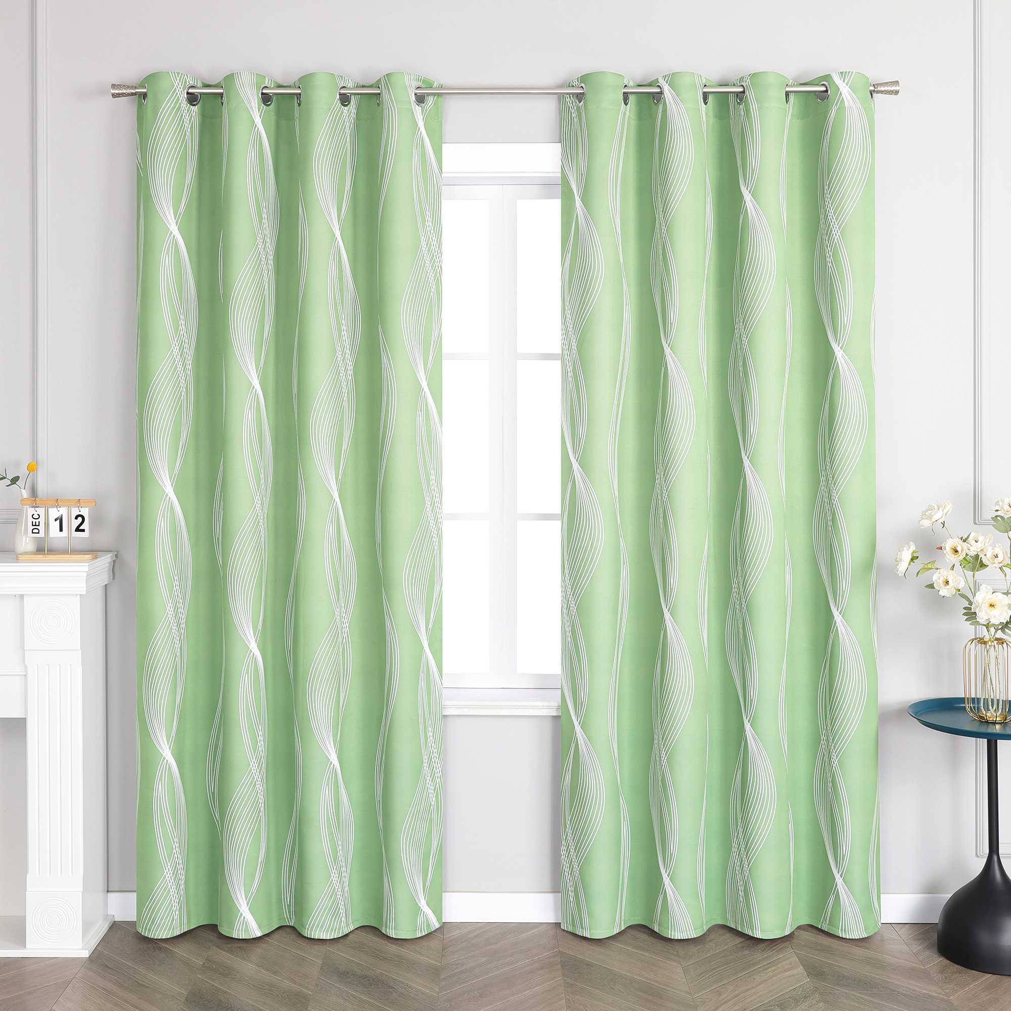 Blackout Grommet Curtain Opaque Thermal with Water-Wave Pattern 1 Piece