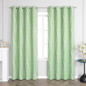 Blackout Grommet Curtain Opaque Thermal with Water-Wave Pattern 1 Piece