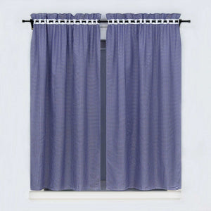 Cafe Curtains in Country Style with Check Pattern Set of 2 - Blue, W x H 100 x 145cm