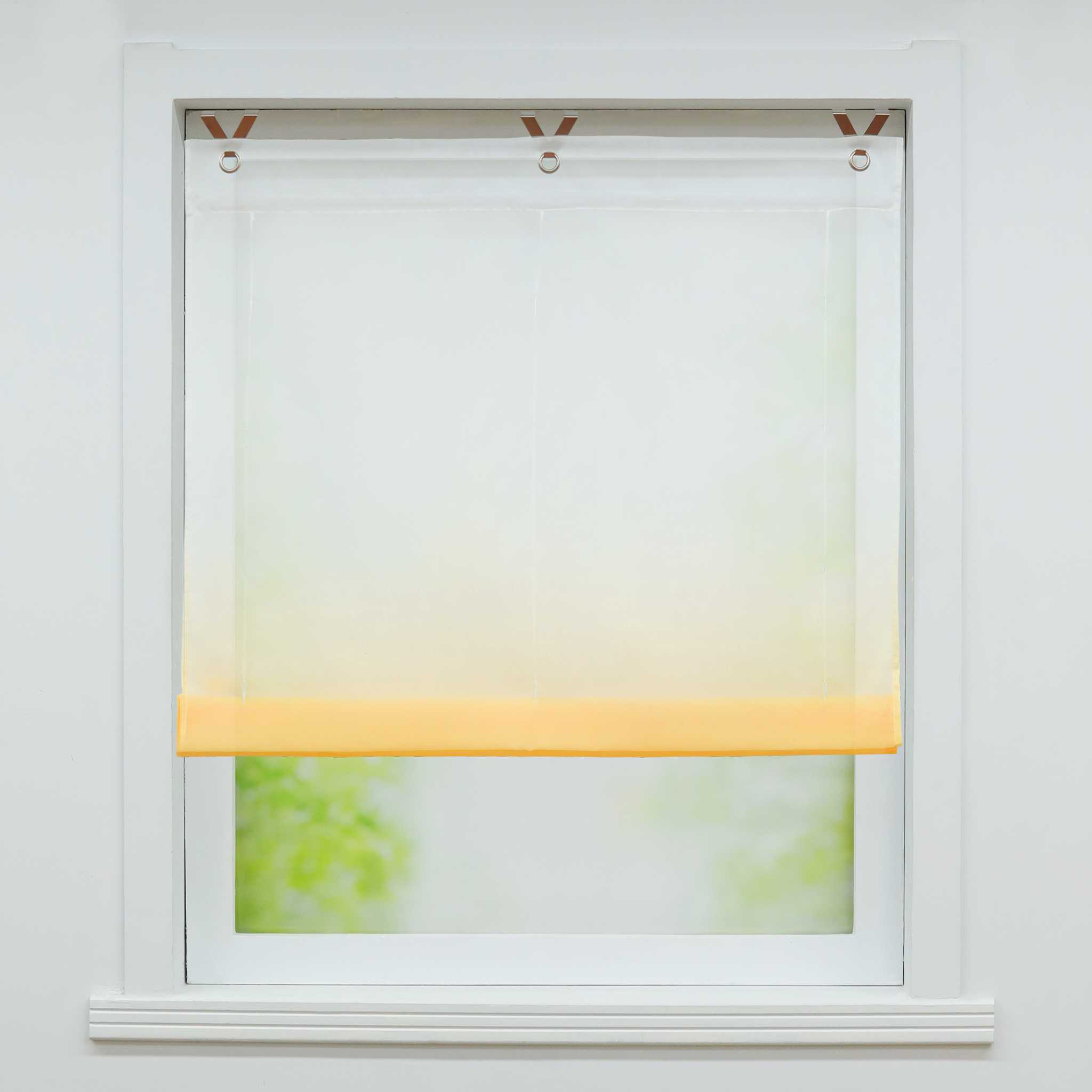 Roman Shade with V-Shaped Tabs Gradient Color Sheer Light Filtering Airy 1 Piece - Green, W x H 100 x 130cm