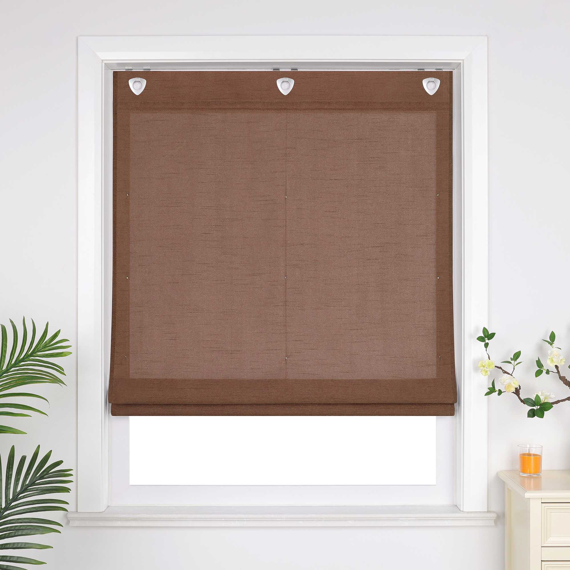 Roman Shade No-Drill Solid Color with Fine Stripes - White, W x H 120 x 140cm