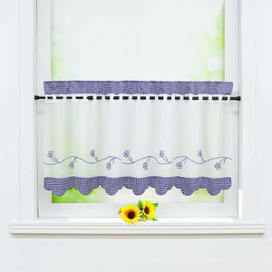 Cafe Curtains with Vintage Check Pattern Country Style Short 1 Piece - Red, H x W 30 x 90cm