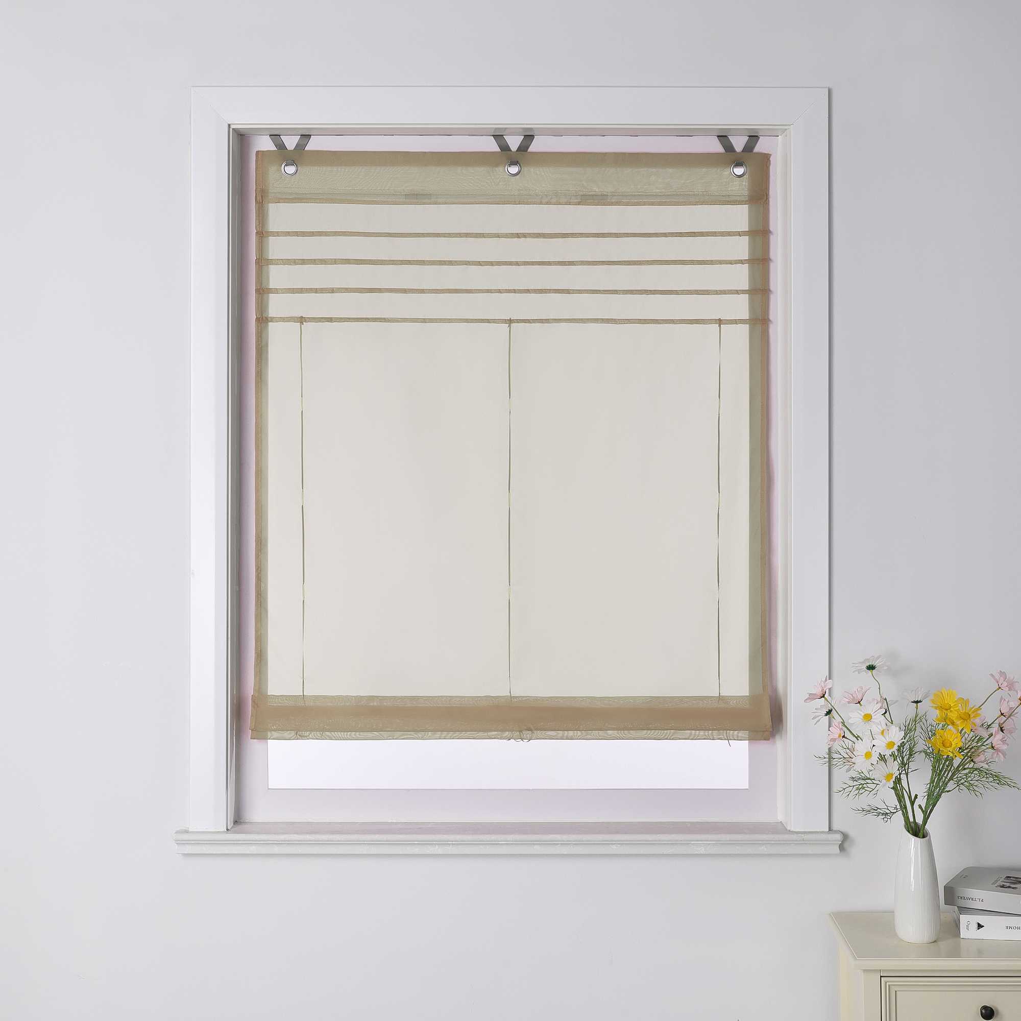 Roman Shade with V-Shaped Tabs Light-Filtering Solid Color Height-Adjustable 1 Piece