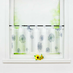 Tab-Top Cafe Curtain Sheer Dandelion Pattern 1 Piece - White, H x W 45 x 90cm