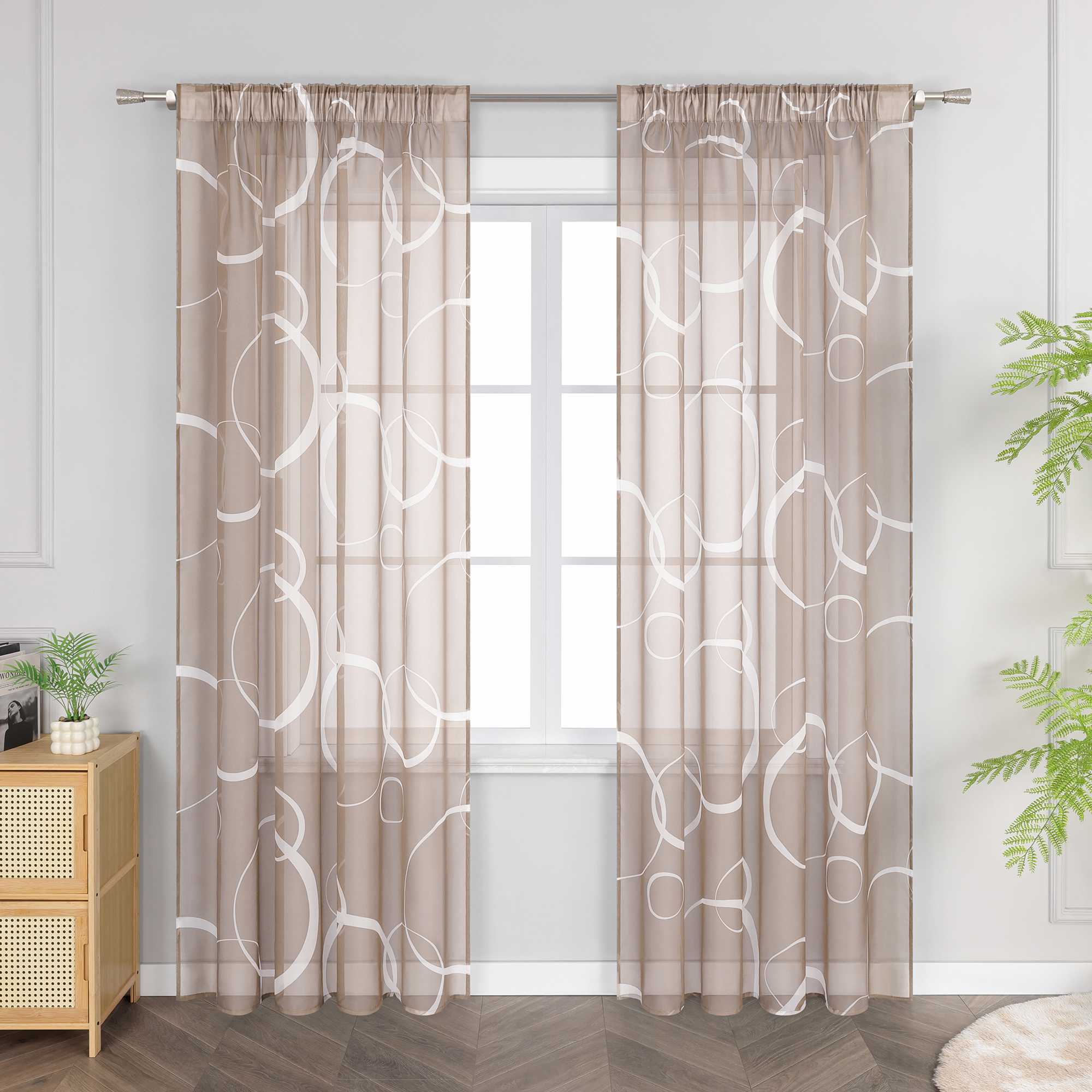 Curtain with White Circle Pattern & Drawstring (1 Piece) - Blue, W x H 140 x 260cm