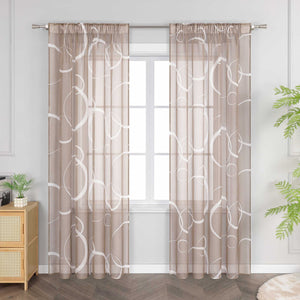 Curtain with White Circle Pattern & Drawstring (1 Piece) - Blue, W x H 140 x 260cm
