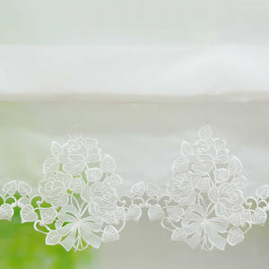Roman Shade with Tab-Top Hanging with Embroidery Country Style White
