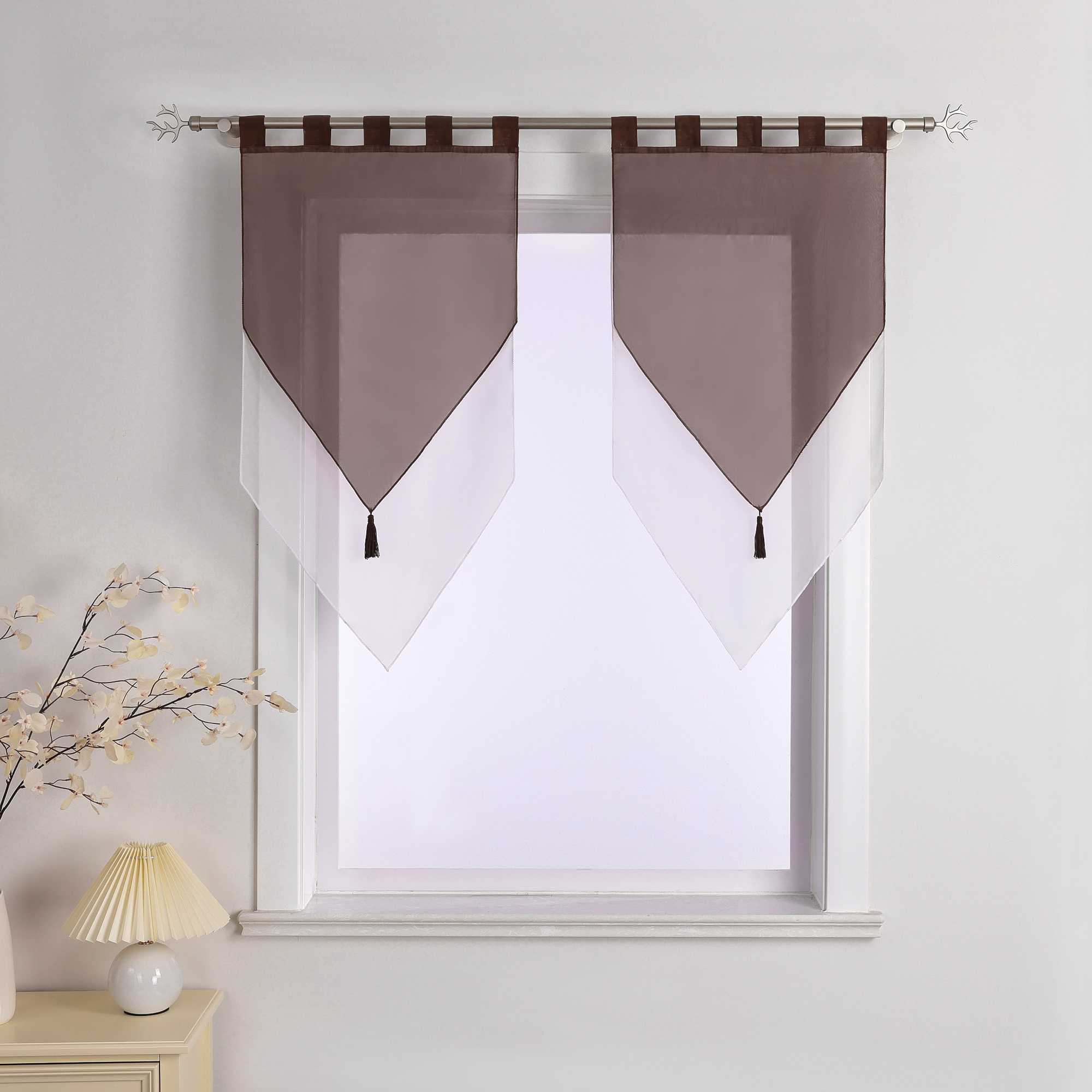 Curtains with Tab-Top Hanging and Triangular Hem Set of 2