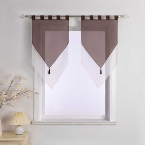 Curtains with Tab-Top Hanging and Triangular Hem Set of 2