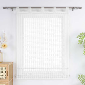 Roman Shade Sheer with Cutout Leaf Pattern and Tab-Top Hanging
