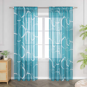 Curtain with White Circle Pattern & Drawstring (1 Piece)